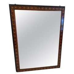 Antique Mahogany & Satinwood Marquetry Mirror with Intricate Inlay
