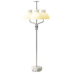 Ignazio Gardella 'Arenzano Tre Fiamme' Floor Lamp in White Marble and Chrome