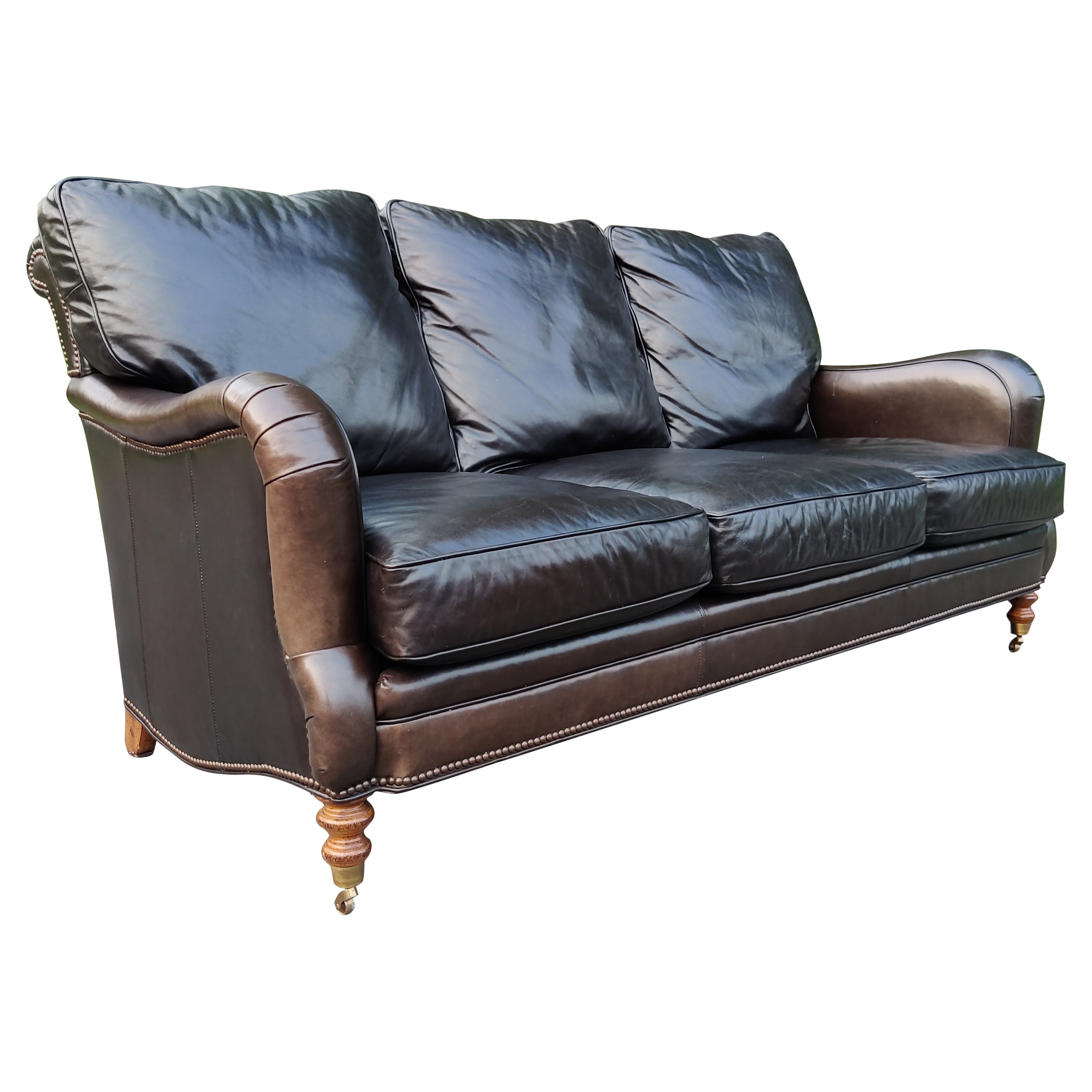 English Regency Style Hartwell Espresso Color Leather Sofa Wesley Hall