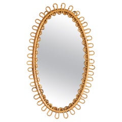 Italian Oval Rattan Mirror