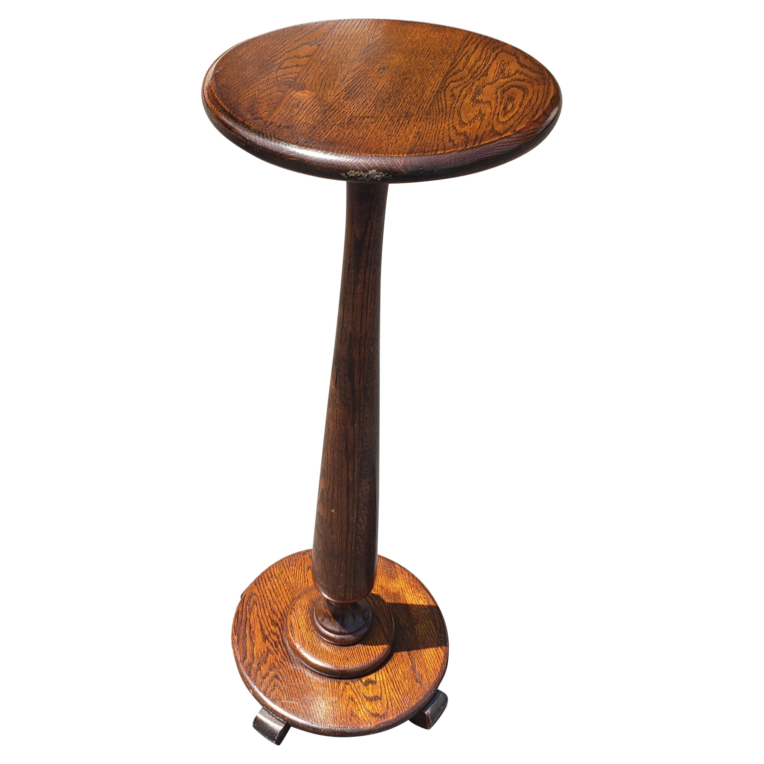 Midcentury American Classical Solid Oak Pedestal or Plant Stand For Sale