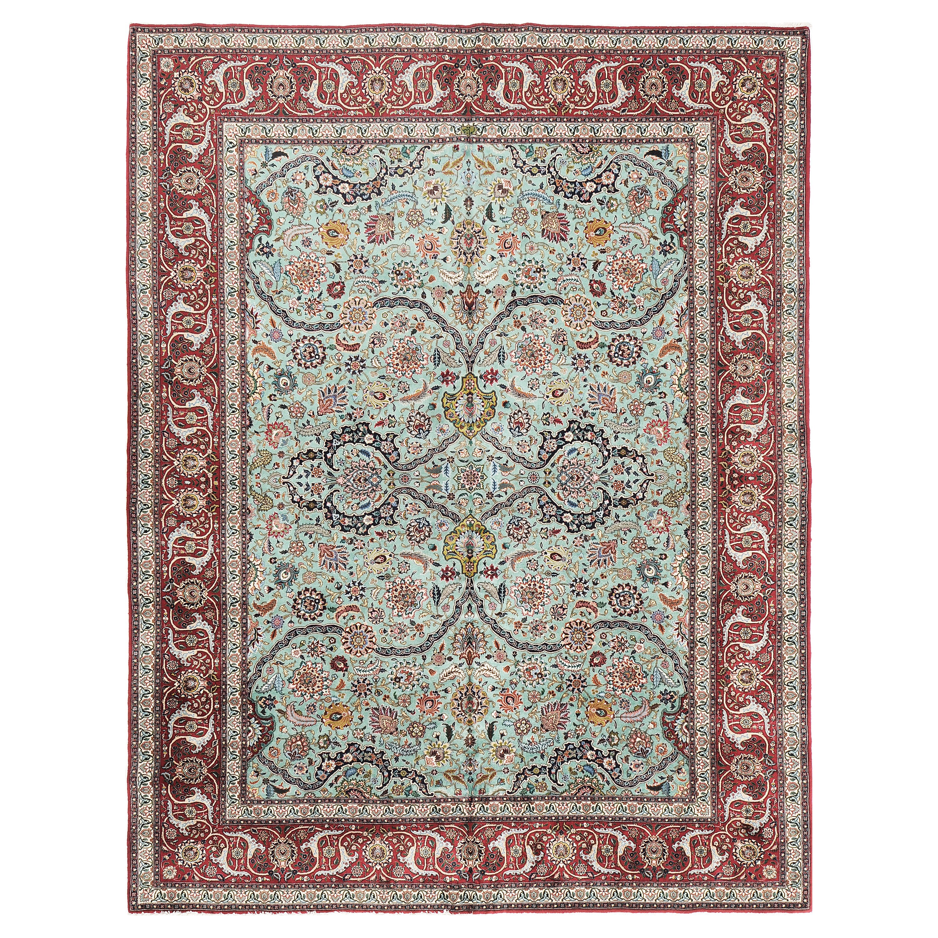 Mehraban Vintage Fine Persian Tabriz Rug Wool and Silk 18594
