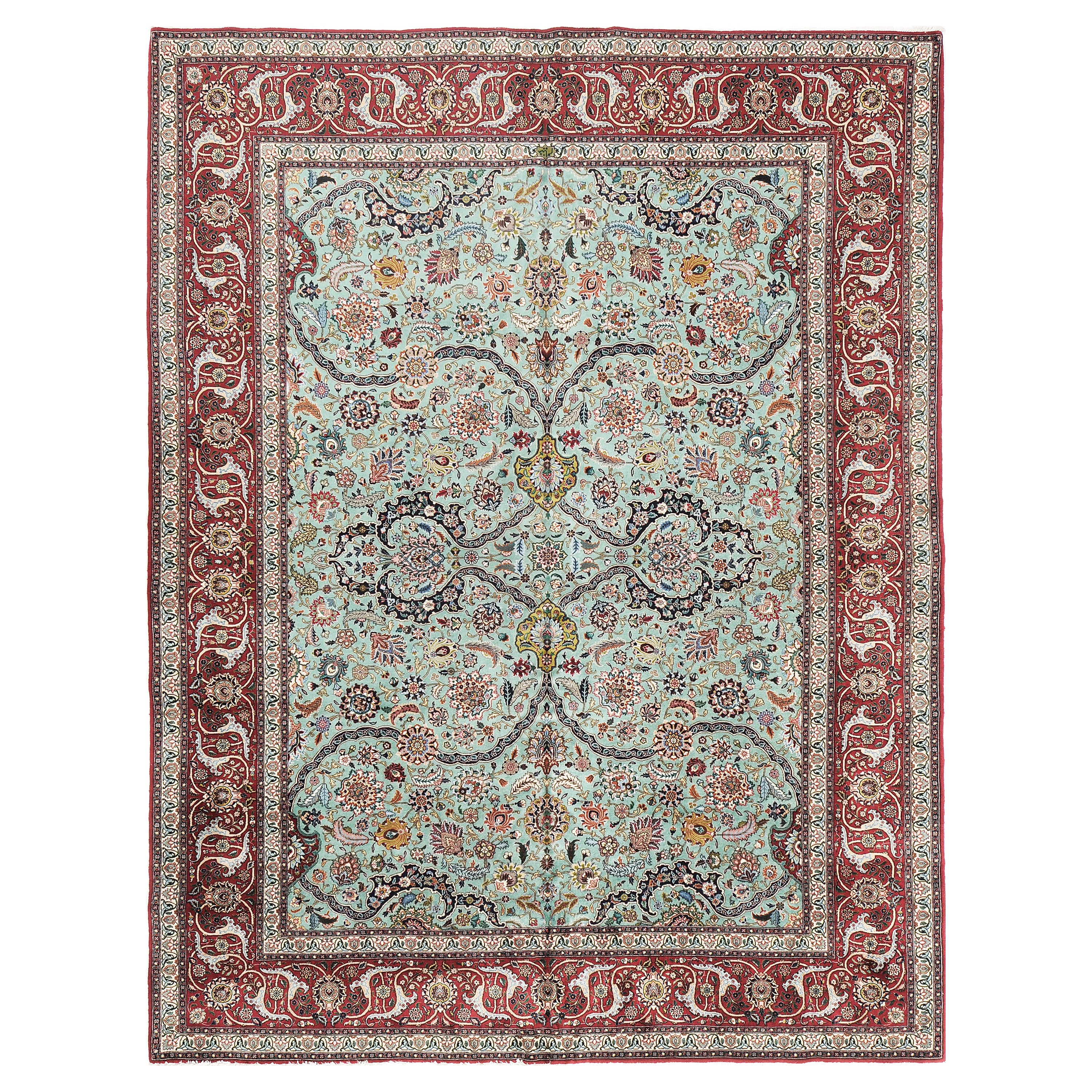 Mehraban - Tapis persan vintage en laine et soie de Tabriz 18594 en vente