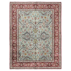 Mehraban Vintage Fine Persian Tabriz Rug Wool and Silk 18594