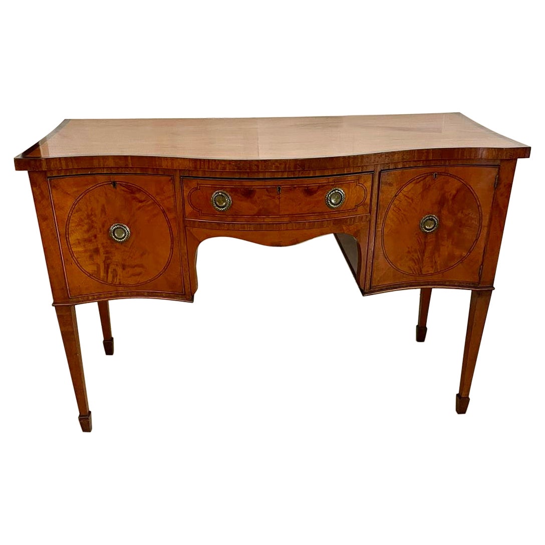 Fine Quality Antique Victorian Satinwood Serpentine Shaped Sideboard For Sale