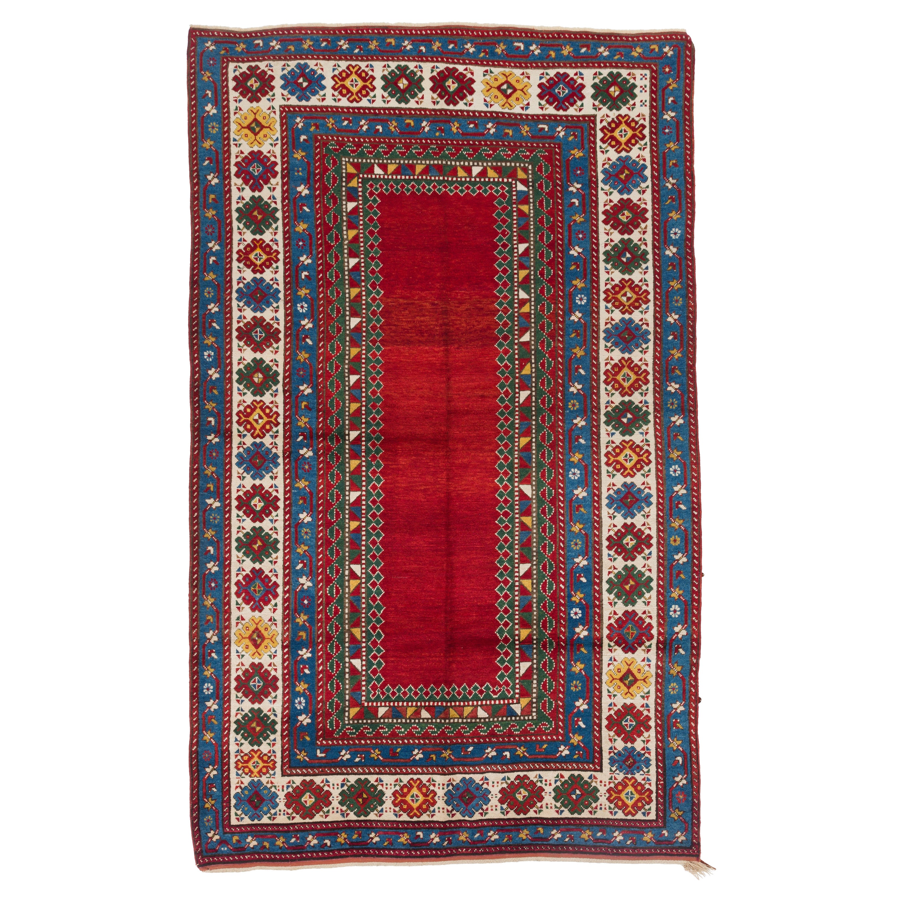 5.9x9.3 ft Antique Caucasian Kazak Rug, Ca 1880, 100% Wool and Natural Dyes For Sale