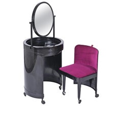 Studio Kastilia Silvi, Italian Black Vanity Table with Purple Seat, 1970s