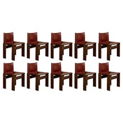 Afra & Tobia Scarpa "Monk" Dining Chairs for Molteni, 1974, Set of 10