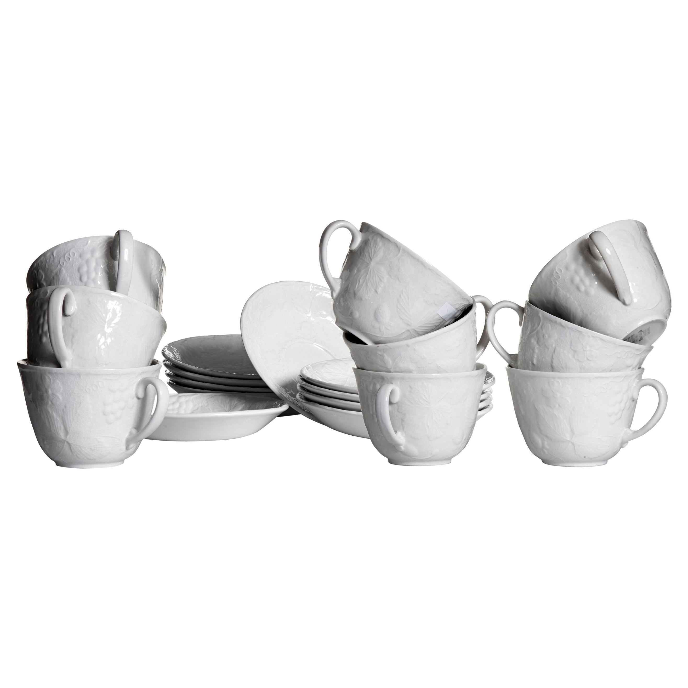 Grandes tasses et soucoupes en pierre de fer anglaise Burgess & Leigh, lot de 9 en vente