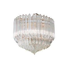 Vintage Murano Chandelier with Clear and Rose Glass Rods, Italy, 1960s