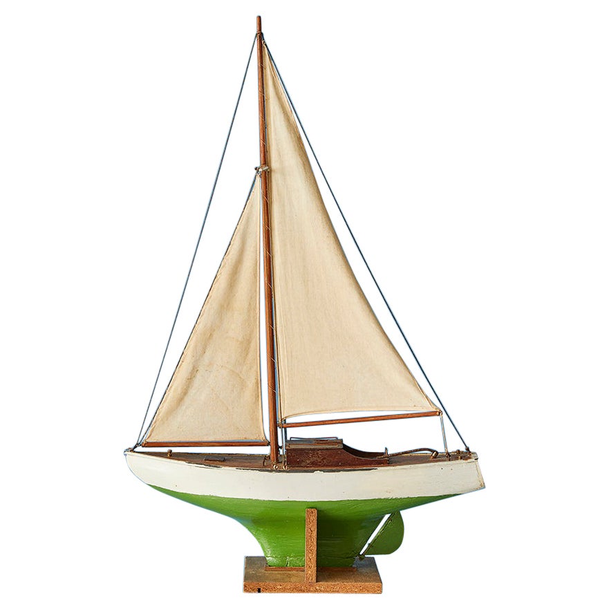 Vintage Handcrafted Wooden Sail Boat Model, Denmark, 20th Century