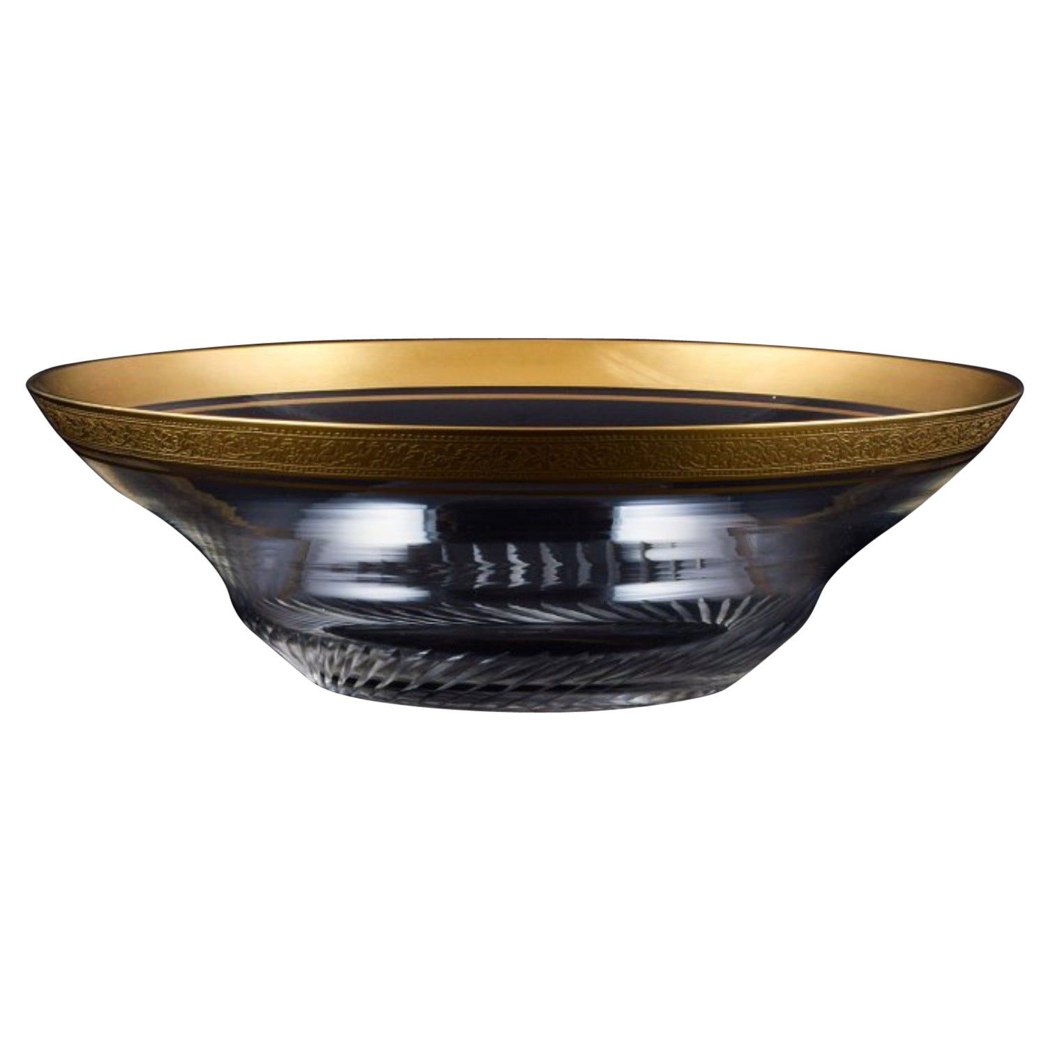 Rimpler Kristall, Zwiesel, Germany, Crystal Bowl with Gold Rim, 1960s