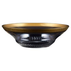 Rimpler Kristall, Zwiesel, Germany, Crystal Bowl with Gold Rim, 1960s