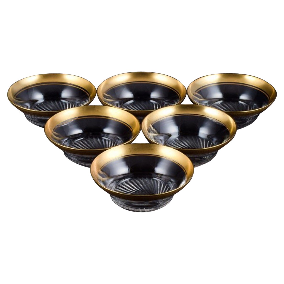 Rimpler Kristall, Zwiesel, Germany, Six Crystal Fingerbowls, 1960s For Sale