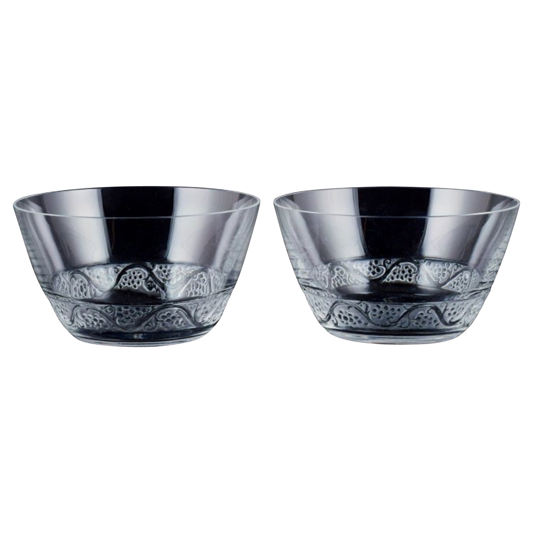 René Lalique, France, Two Phalsbourg Fingerbowls in Clear Art Glass