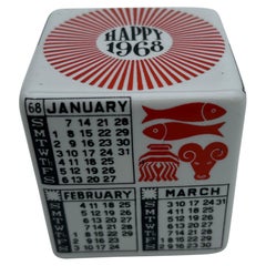 20th Century Piero Fornasetti Paperweight Calendar Happy 1968 Porcelain