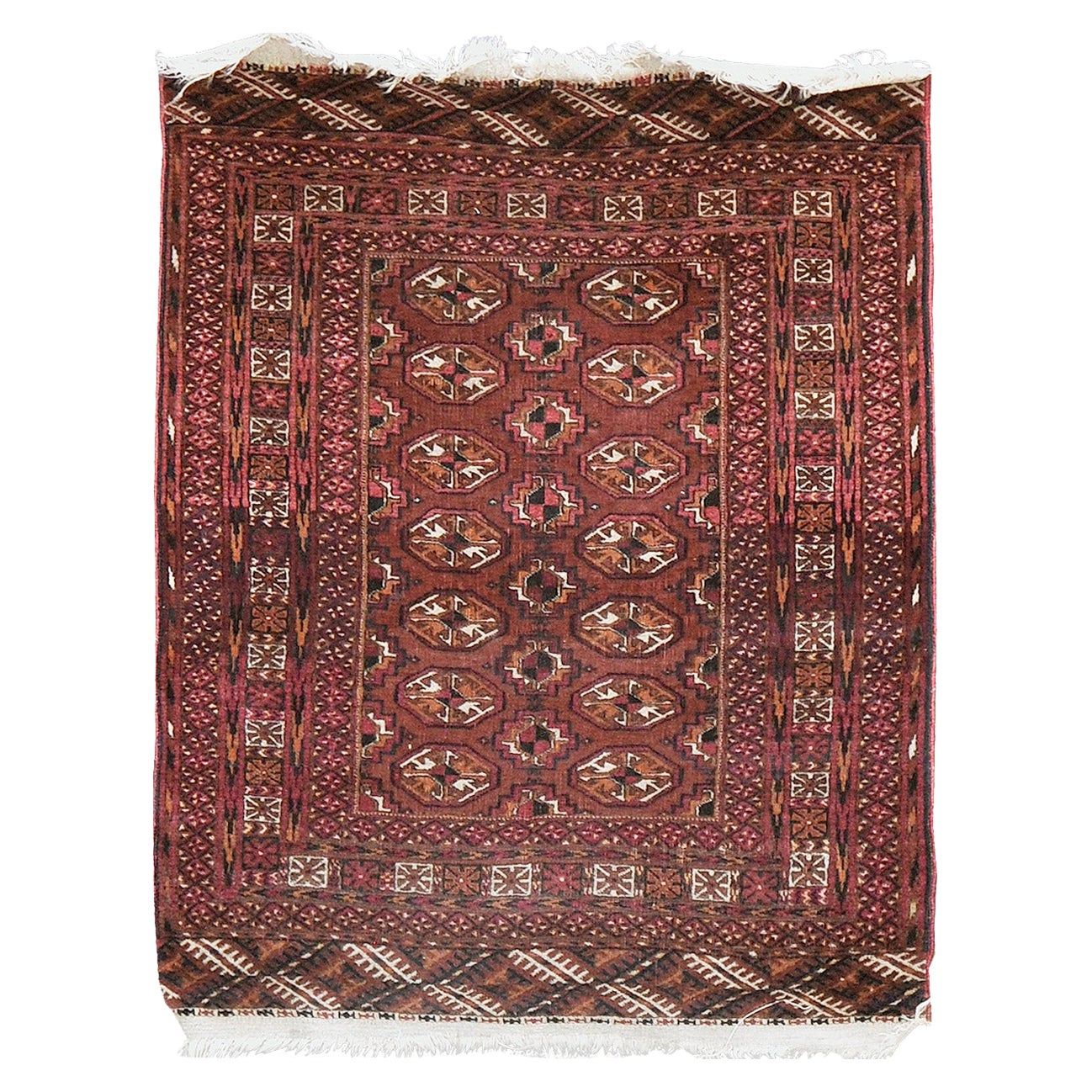 Mehraban Vintage Persischer Turkoman Quadratischer Teppich 25730