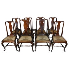 Set of 8 Early 19th Century Mahogany Dining Chairs of Queen Anne Design