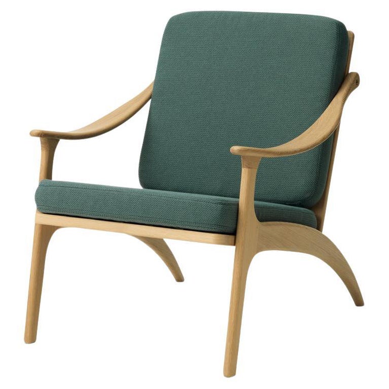 Lean Back Lounge Chair White Oiled Oak, Dark Cyan by Warm Nordic For Sale