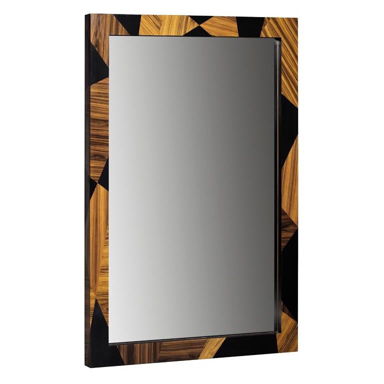 Geometry Mirror, in Ebonized Sikomoro Wood, Handcrafted in Portugal by Duistt  For Sale