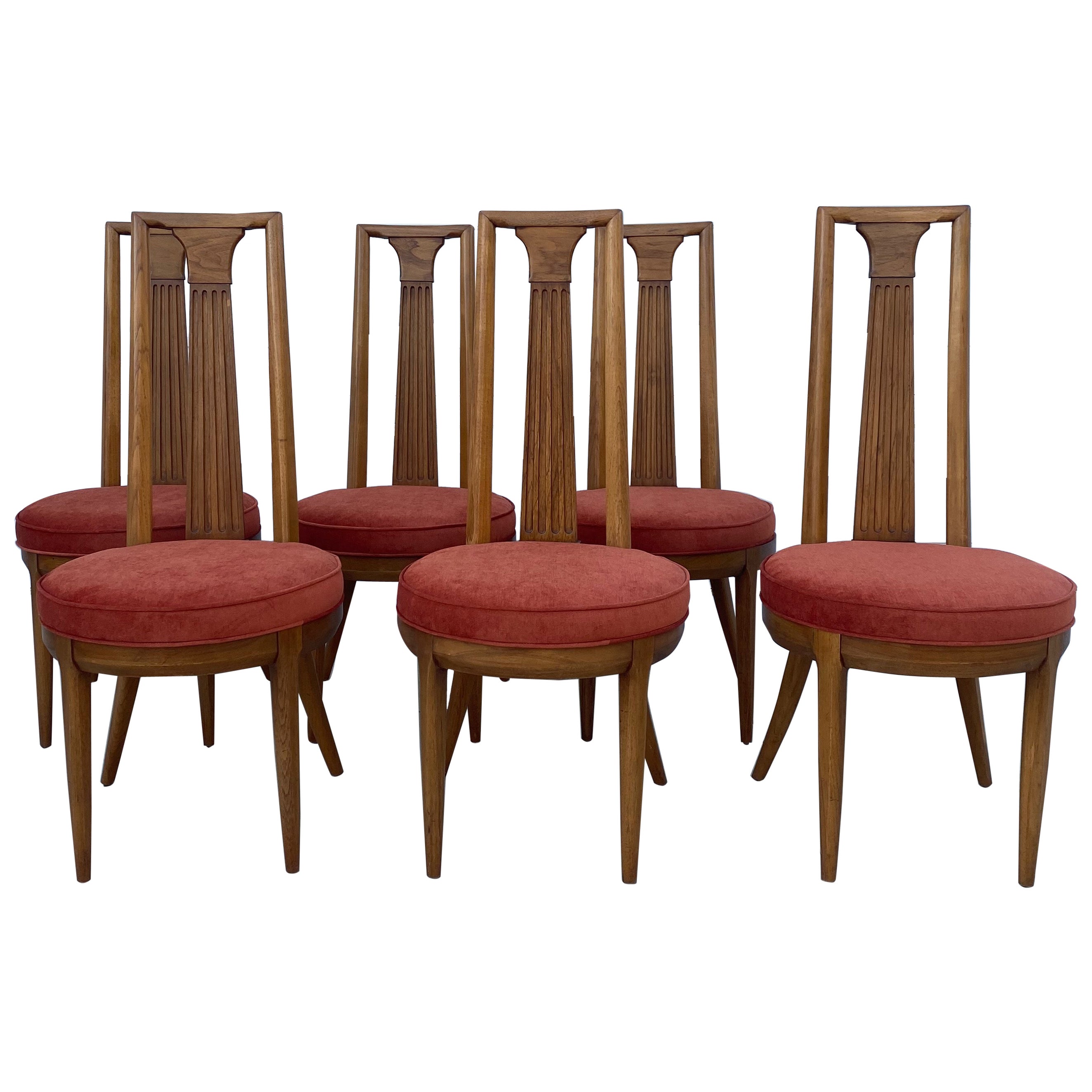Reupholstered Set of 6 1960s Tomlinson “Sophisticate Collection” No.63 Dining For Sale