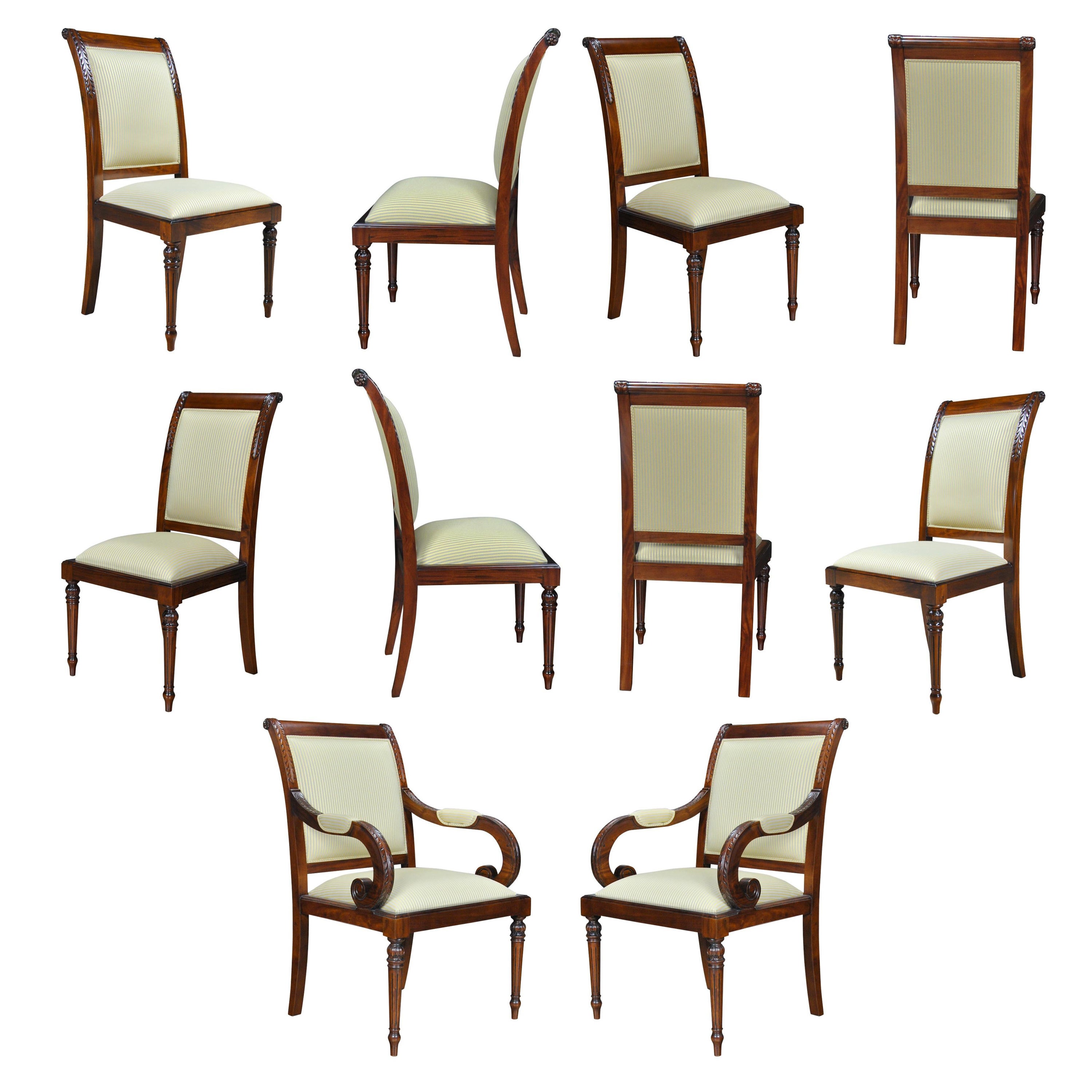 Empire Upholstered Chairs, Set of 10 For Sale