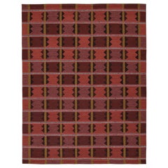Rug & Kilim’s Scandinavian Style Kilim with Patterns in Tones of Red & Gold