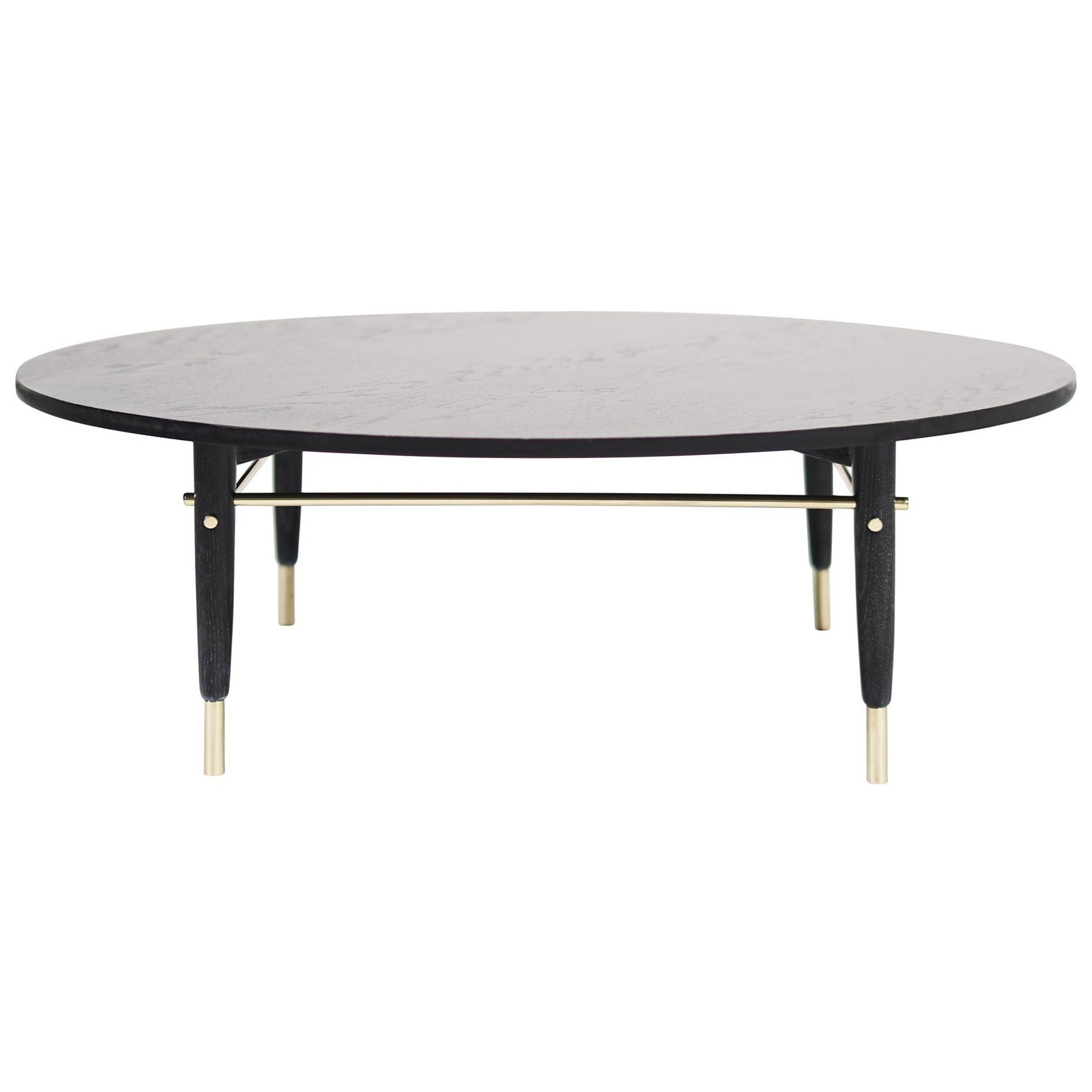 Brass Accented Coffee Table in Black Ceruse, C. 1950s For Sale
