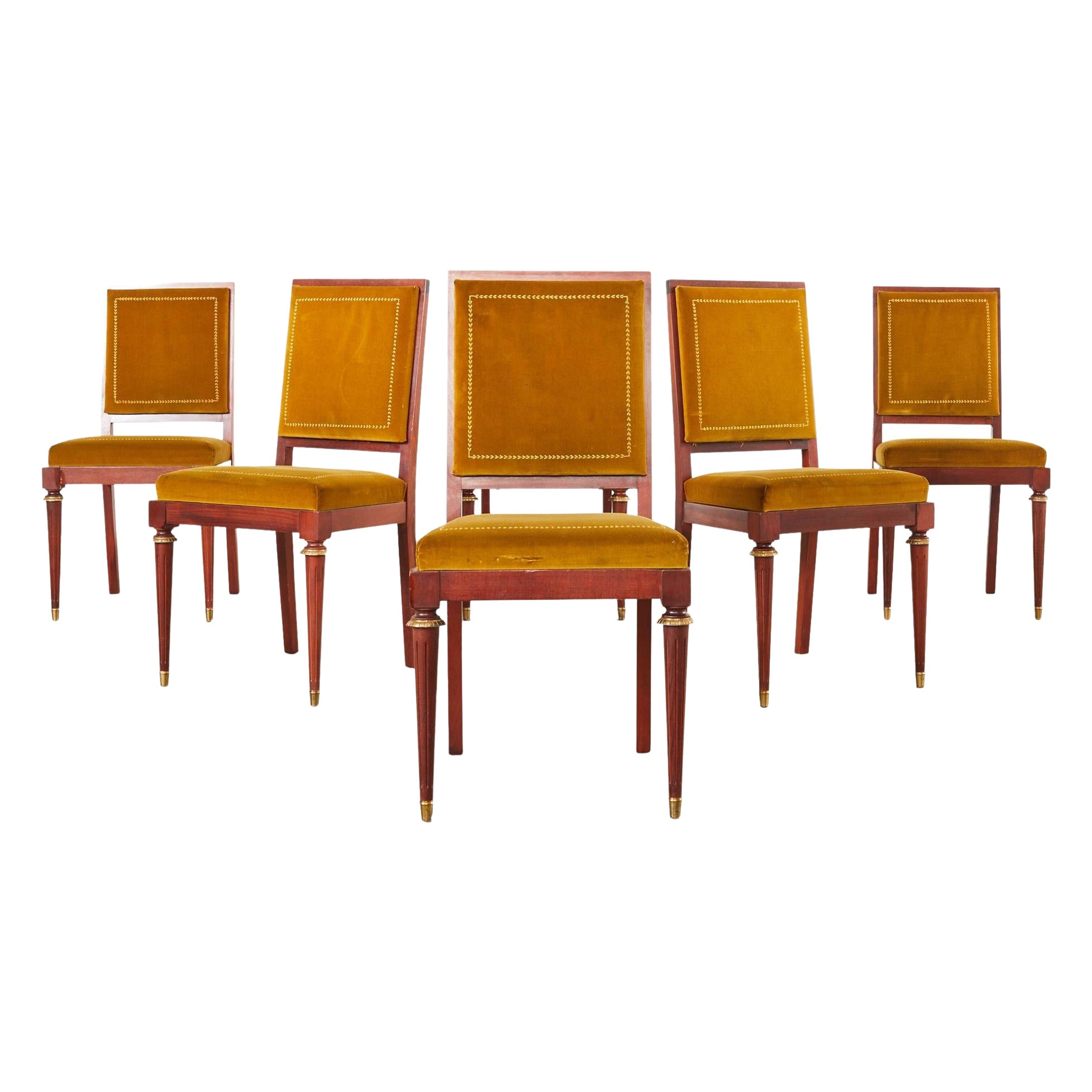 Set of Six Napoleonic Empire Style Bronze Mounted Dining Chairs