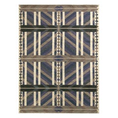Rug & Kilim’s Scandinavian Style Kilim Rug in Blue Beige-Brown Geometric pattern
