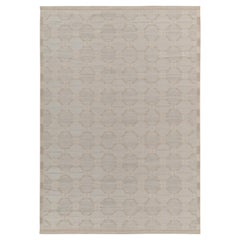 Rug & Kilim’s Scandinavian Style Kilim in Blue, Beige and White Trellis Pattern