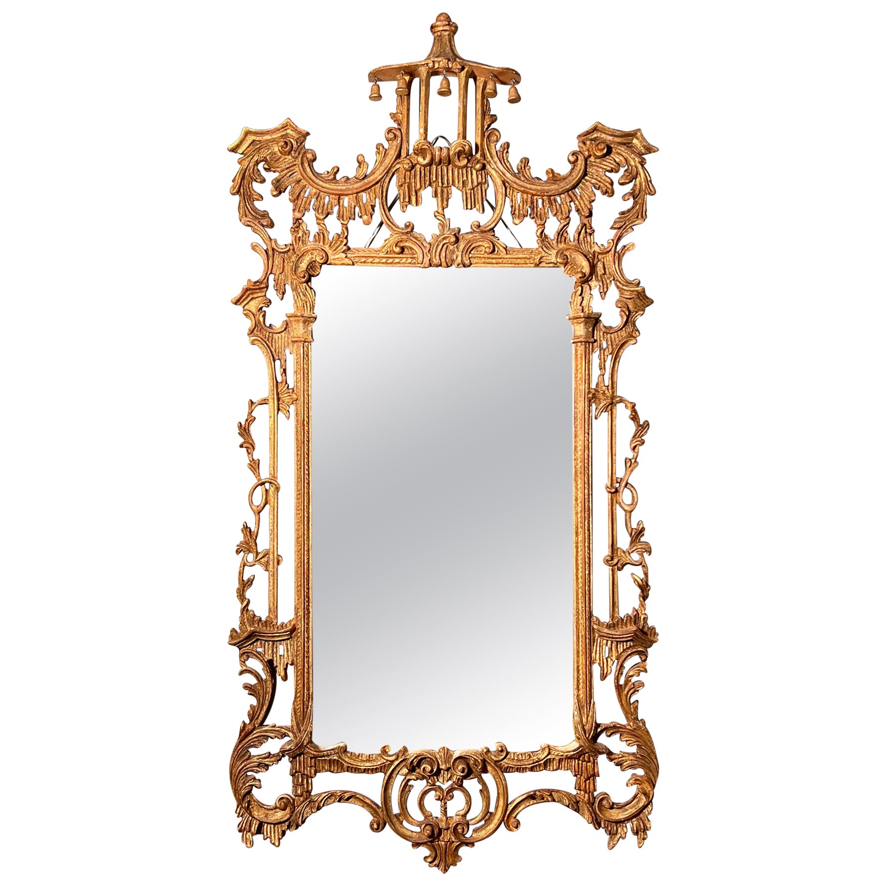 Chinoiserie Carved Wood Mirror, 1920s-1930s 