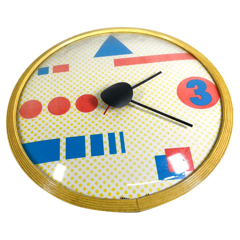 Menphis Design Clock Memphis Wall Clock - 10 For Sale on 1stDibs | memphis clock design ...