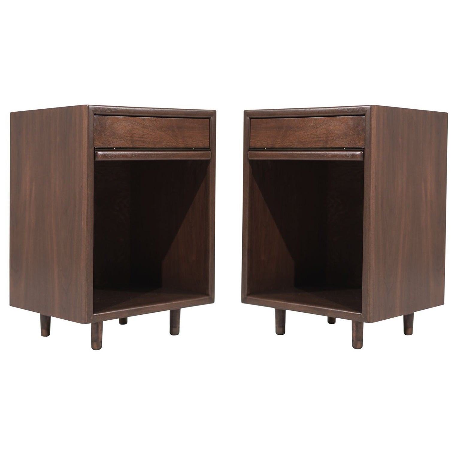 Set of Minimalist Walnut End Tables, C. 1950s For Sale
