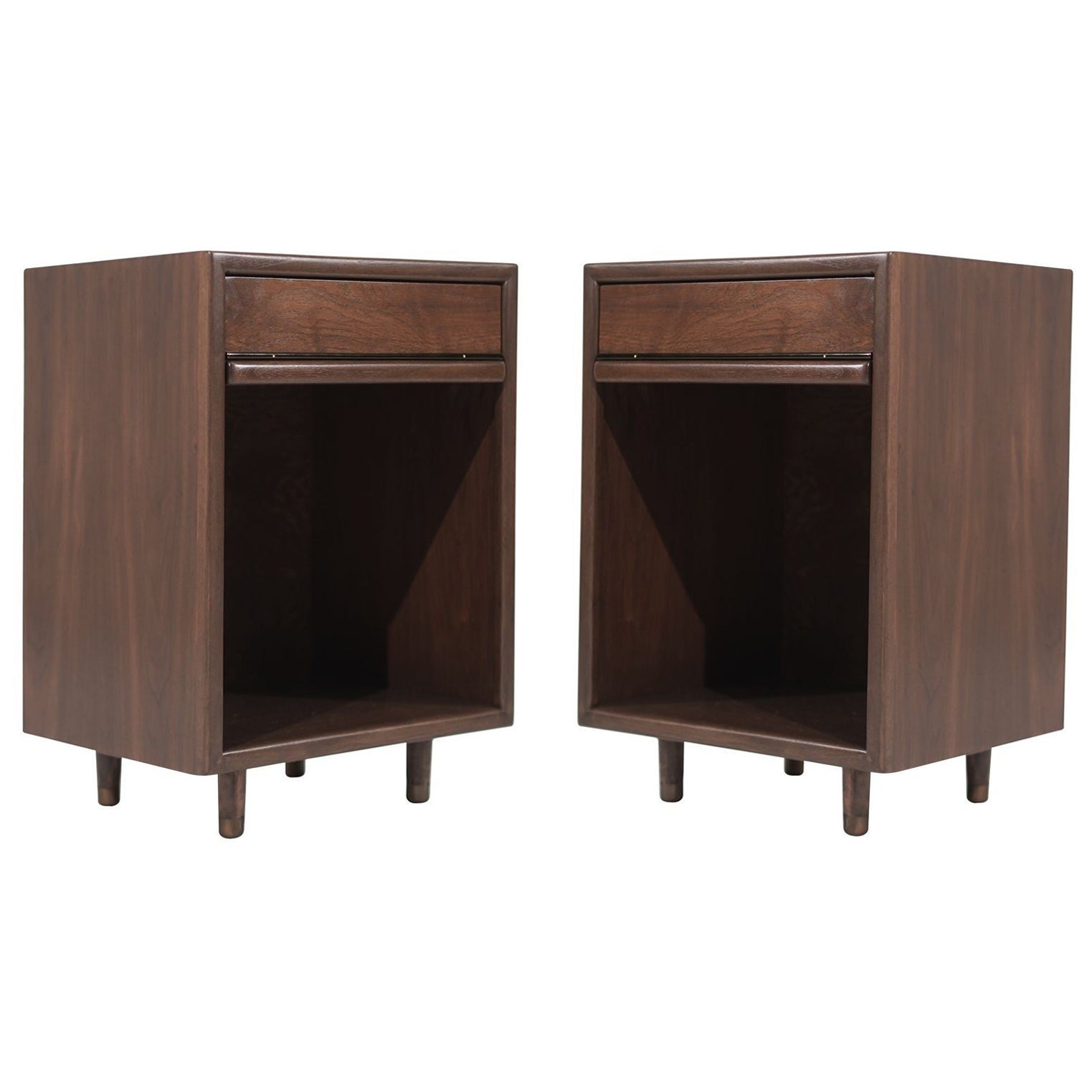 Set of Minimalist Walnut End Tables, C. 1950s