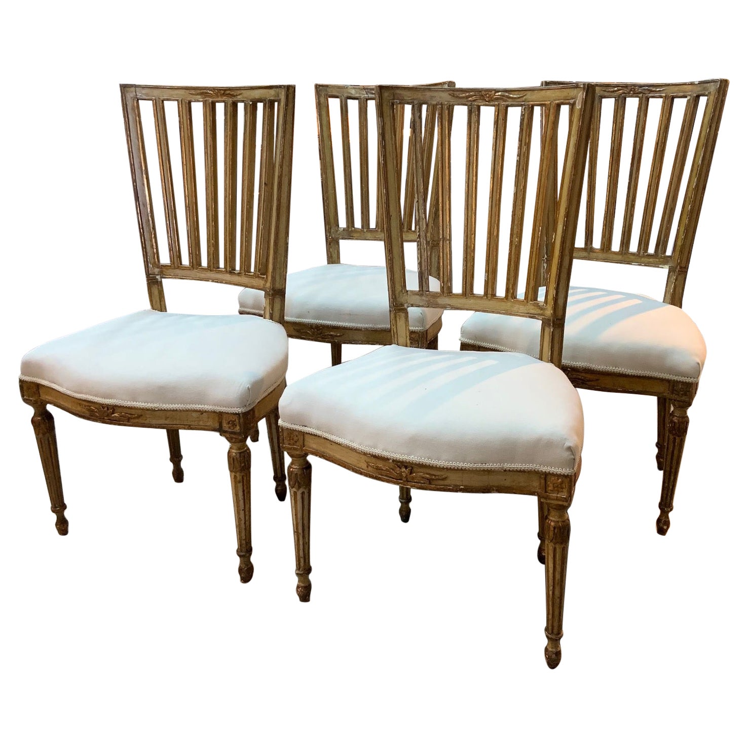 Set of 4 Italian Louis XVI Period Side Chairs For Sale