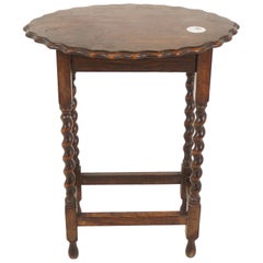 Antique Oak Table, Barley Twist Oval Occasional Table, Scotland 1920, H1149