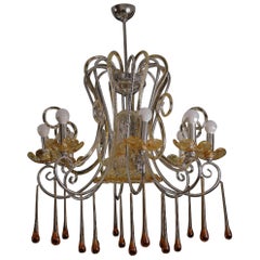 Vintage Spectacular Murano Amber Chandelier, 8 Arms, 1980s