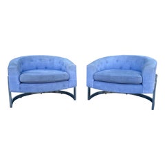 Vintage 1970s Mid Century Lounge Chairs Styled After Milo Baughman - a Pair