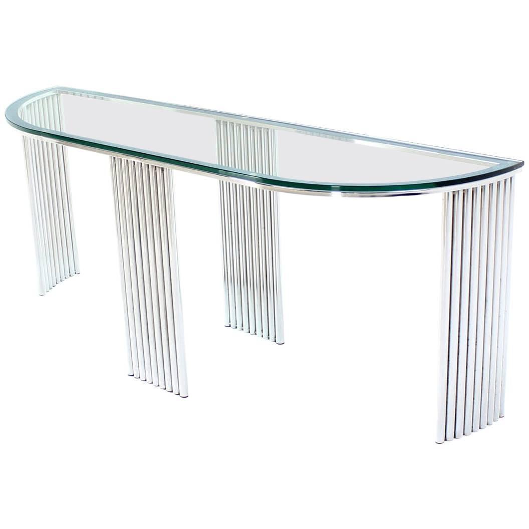 Wide Demilune Crome Rounded Corners Console Table