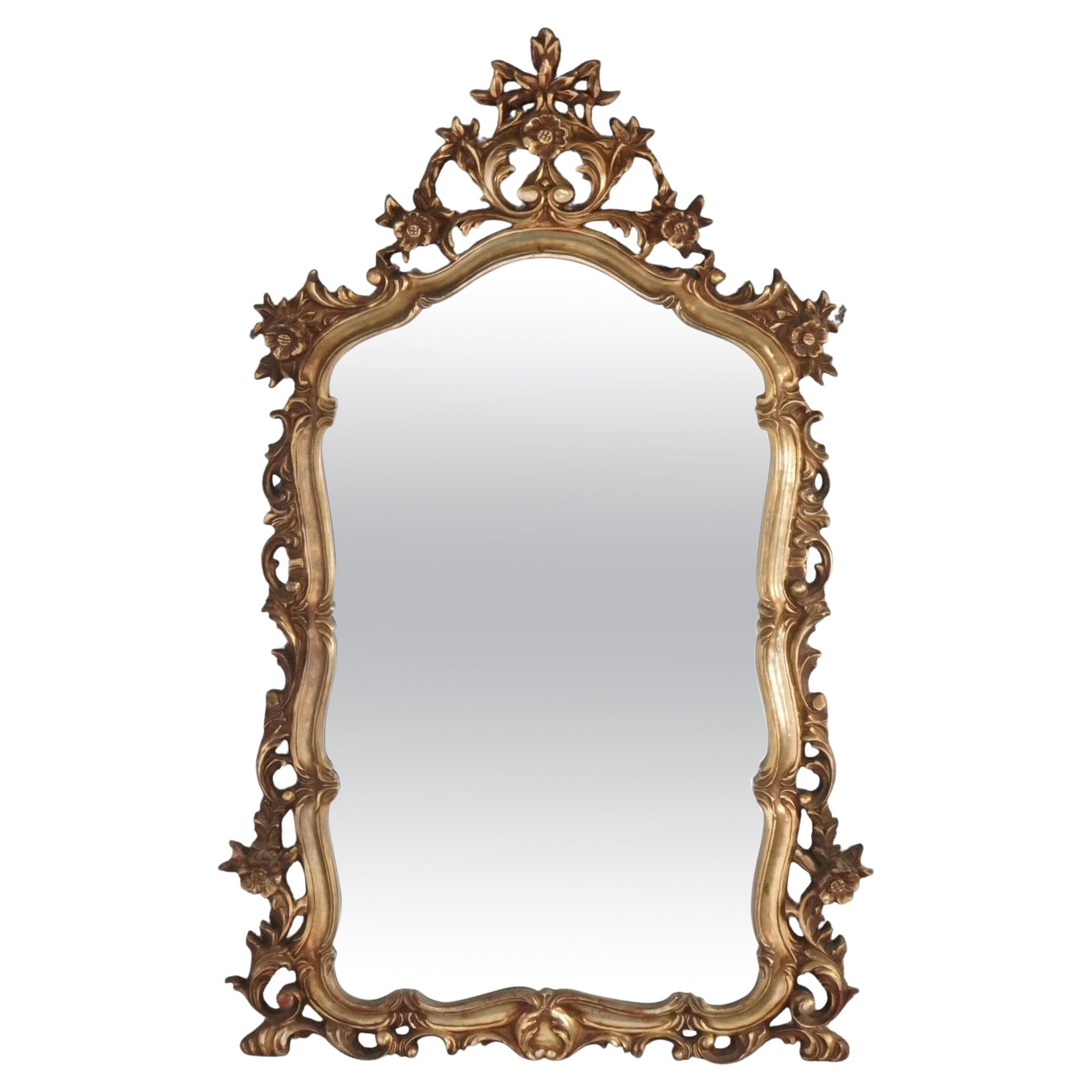 Large French Louis XIV Style Gilt Syroco Wall Mirror 20th C For Sale