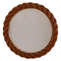 Audoux-Minet Rope Midcentury French Circular Mirror
