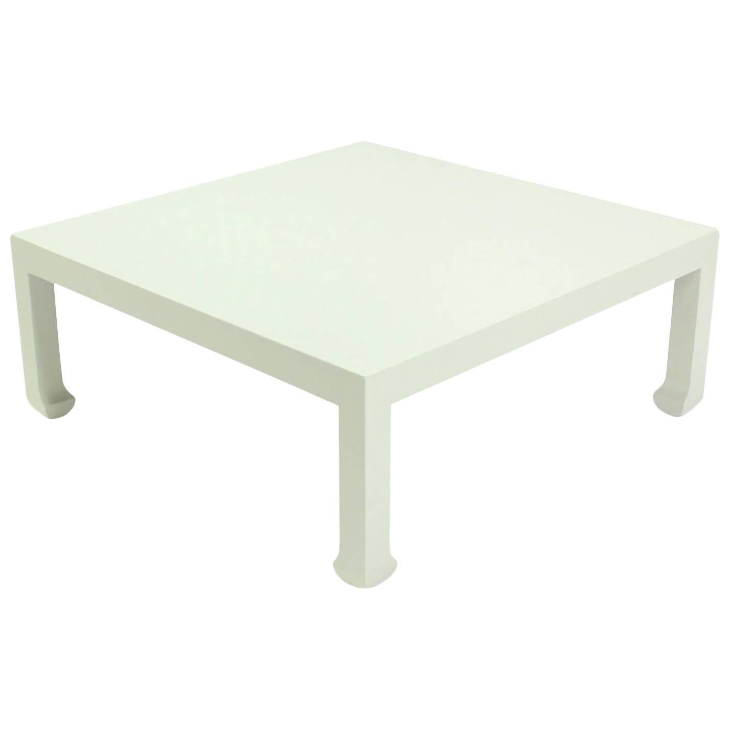 Large Cloth-Covered Square Coffee Table For Sale