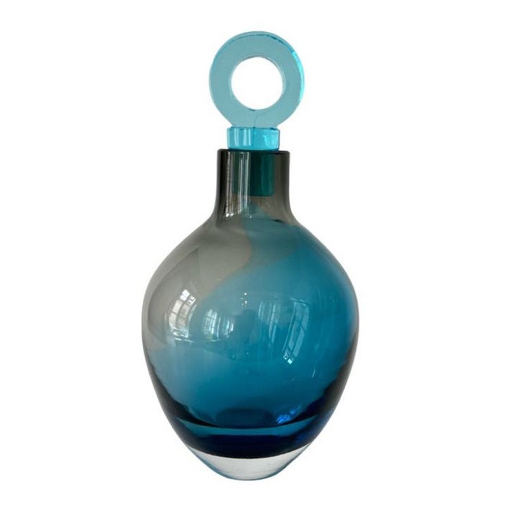 Liquor Decanter in Gray Turkish Blue Glass For Sale