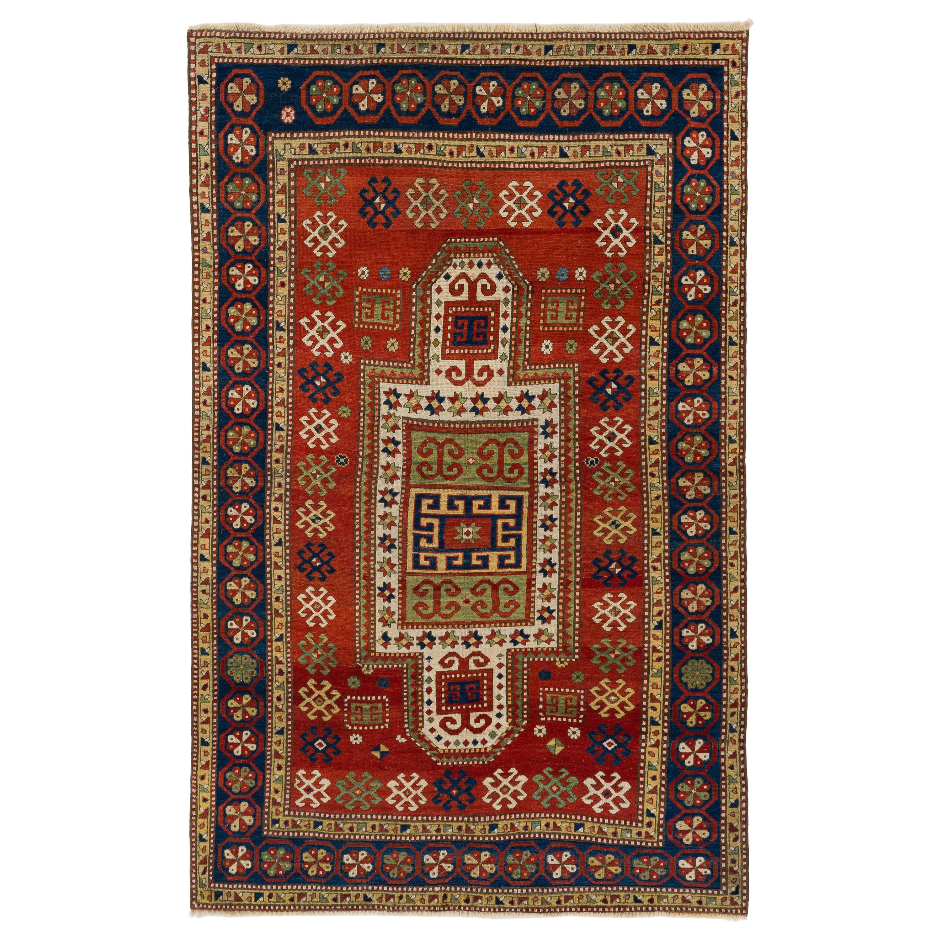 5'2'' x 8' Antiker kaukasischer Sewan-Kaukasischer Teppich, datiert 1890 im Angebot