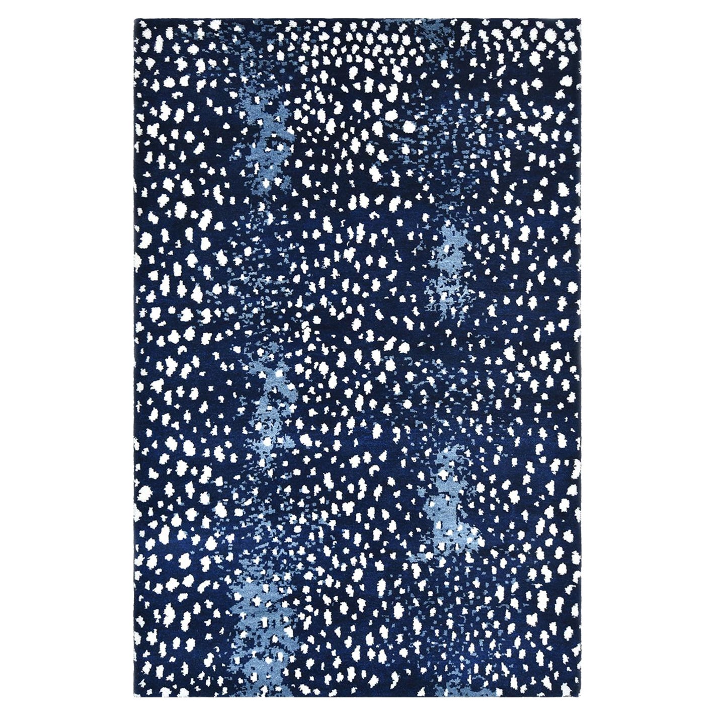 Tapis moderne noué à la main - Tapis bleu 9 x 12 avec animaux