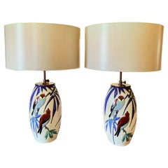 Pair of Art Deco Pottery Table Lamps Stoneware Boch La Louviere