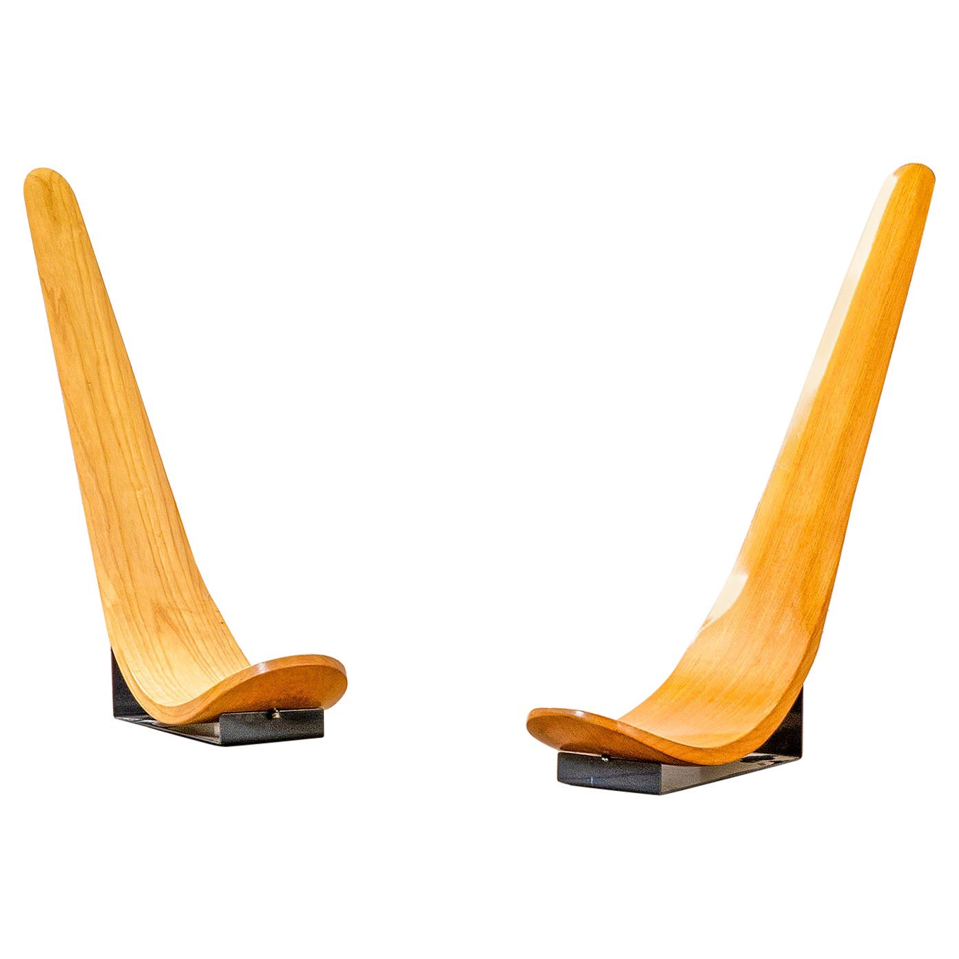 20th Century Carlo Mo Pair of Seating Mod. Chip in Wood for Tecno, 90s For Sale
