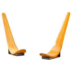 Paar Sitzmöbel mod. Chip aus Holz von Carlo Mo aus dem 20. Jahrhundert für Tecno, 90er Jahre
