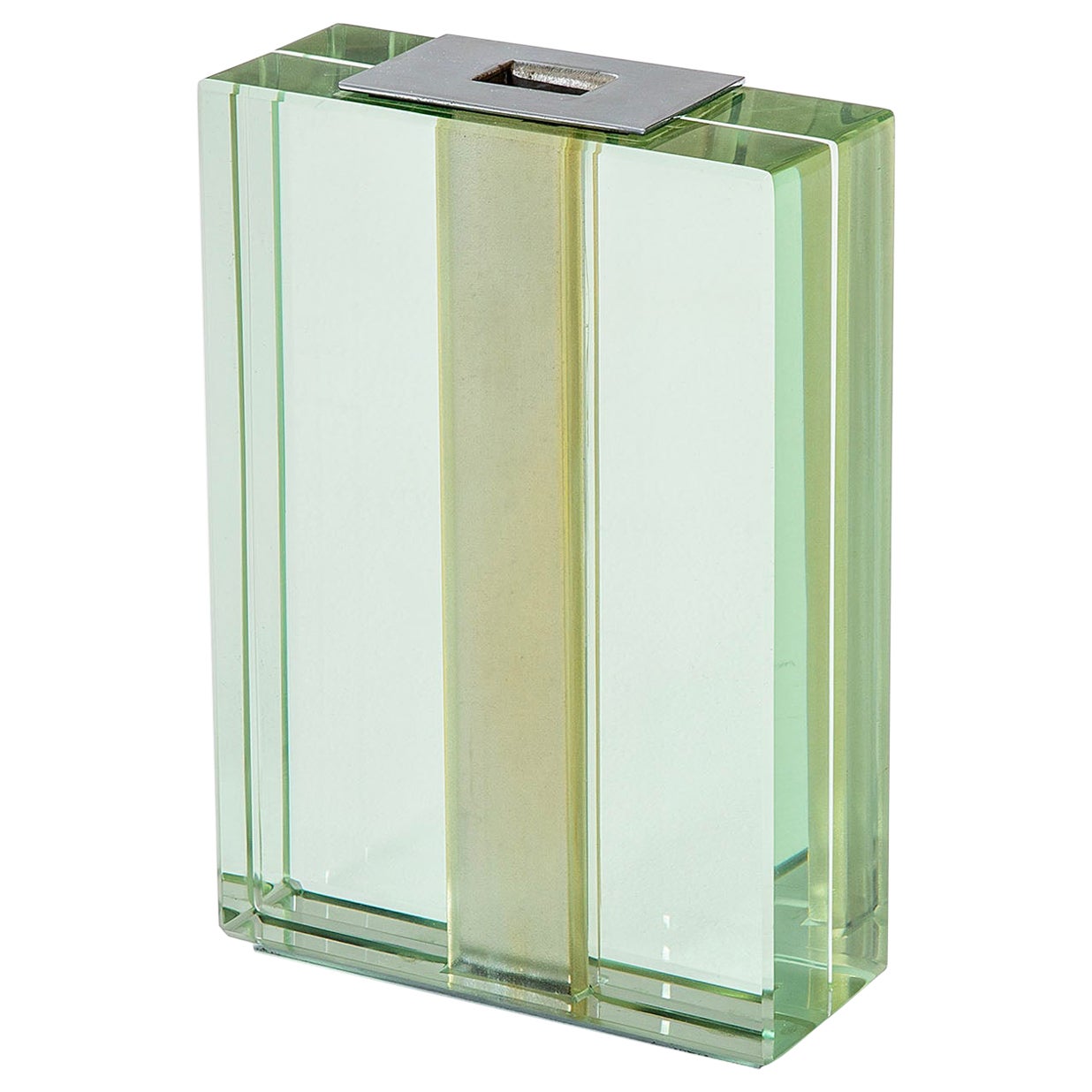 20th Century Fontana Arte Soliflore Vase Mod 2393 in Crystal, Nickeled Brass 50s For Sale